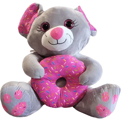 Flo's toys egér fánkkal 20cm szürke