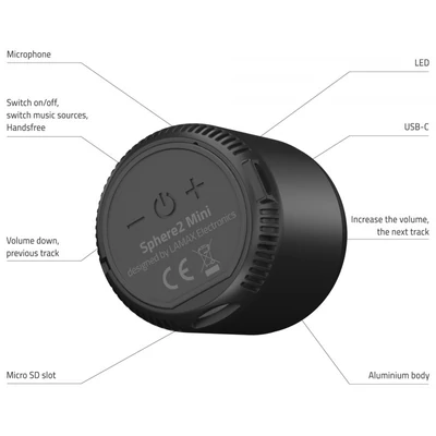Kép 3/5 - LAMAX Sphere2 Mini 5W Bluetooth hangszóró USB-C