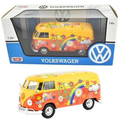 MotorMax Volkswagen T2 Flower Power fém autó 1:24 17cm