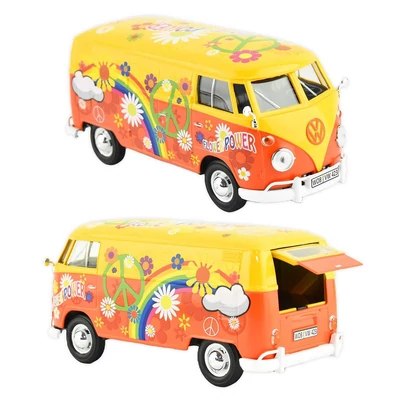 Kép 2/2 - MotorMax Volkswagen T2 Flower Power fém autó 1:24 17cm