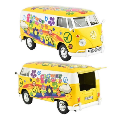 Kép 2/2 - MotorMax Volkswagen T2 Love Flower Power fém autó 1:24 17cm