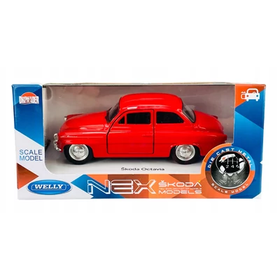 Welly 1959 Škoda Octavia fém és műanyag autó 1:34 piros