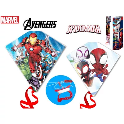 Avengers és pókember gyémánt alakú műanyag sárkány 58x56cm 2db-os