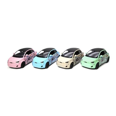 Kép 3/3 - Kinsmart Fiat 500e Livery Edition fém autó nyitható ajtókkal 1:28 (többféle)