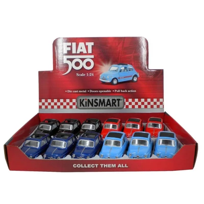 Kép 2/9 - Kinsmart Fiat 500 fém autó nyitható ajtókkal 1:24 (többféle)