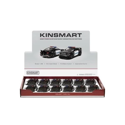 Kép 2/2 - Kinsmart 2024 Ford Mustang Dark Horse (rendőr) fém autó nyitható ajtókkal 1:38 (többféle)