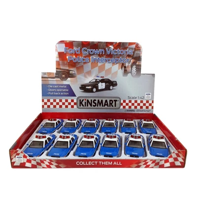 Kép 2/6 - Kinsmart Ford Crown Victoria Police Interceptor fém autó nyitható ajtókkal 1:42 (többféle)
