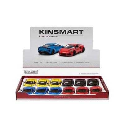 Kinsmart Lotus Emira fém autó nyitható ajtókkal 1:34 (többféle)