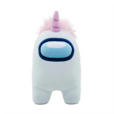 Kép 2/2 - Among Us plüss figura 30 cm - fehér, unikornis sapkával