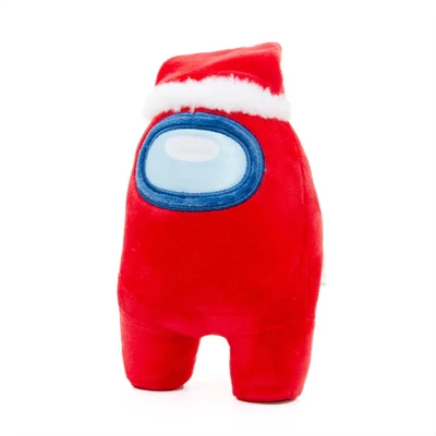 Kép 2/2 - Among Us plüss figura 20 cm - piros, Mikulás sapkával