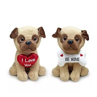 Mopsz plüssfigura felirattal, 20 cm - többféle