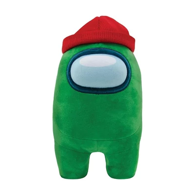 Kép 2/3 - Among Us plüss figura 30 cm - zöld, beanie sapkás