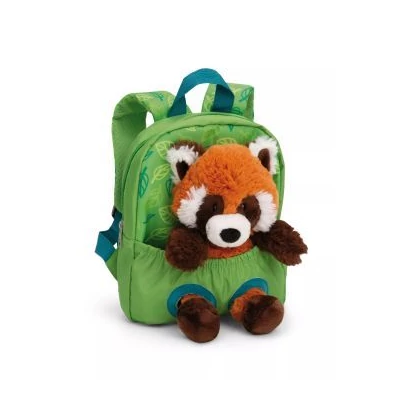 NICI - Hátizsák vörös panda plüssfigurával, zöld - 21 x 26 cm