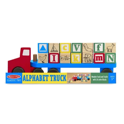 Kép 2/3 - Melissa & Doug Fa készségfejlesztő játék, Betűszállító teherautó