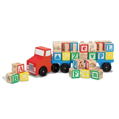 Kép 3/3 - Melissa & Doug Fa készségfejlesztő játék, Betűszállító teherautó