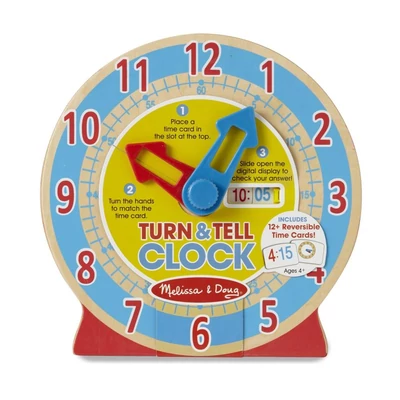 Kép 2/3 - Melissa & Doug Fa készségfejlesztő játék, Forgasd és olvasd, óratanuló