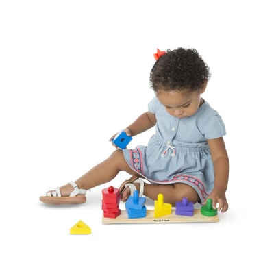 Kép 3/3 - Melissa & Doug Fa készségfejlesztő játék, Formarendező Toronyépítő