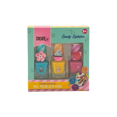Kép 2/2 - Canenco Create It! Candy körömlakkok gyűrűvel - 3 db