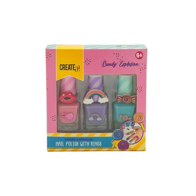 Kép 2/2 - Canenco Create It! Candy körömlakkok gyűrűvel - 3 db