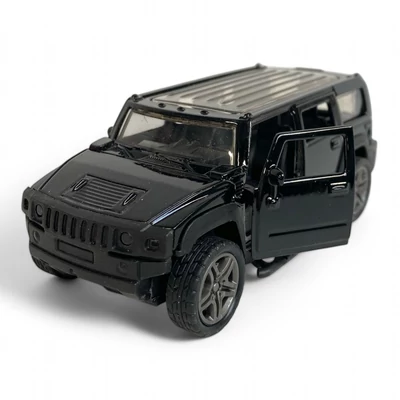 Kép 4/7 - Fém autó, hátrahúzós, ajtónyitós, jeep, Hummer szerû, 3 szín, 11 cm, 12/disp.