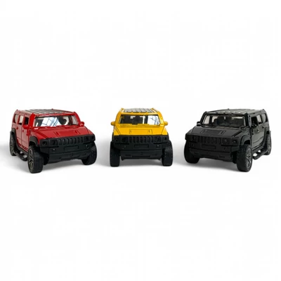 Kép 6/7 - Fém autó, hátrahúzós, ajtónyitós, jeep, Hummer szerû, 3 szín, 11 cm, 12/disp.
