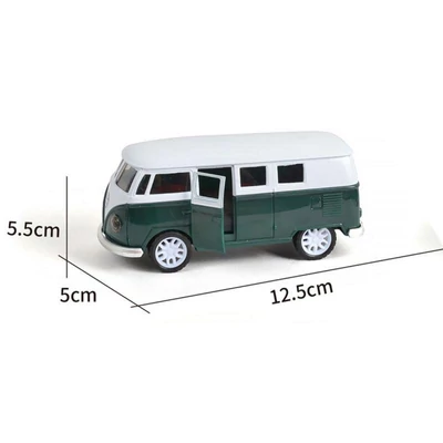 Kép 2/6 - Fém busz, VW, hátrahúzós, ajtónyitós, 3 szín, 13 cm, 16x7 cm dob.