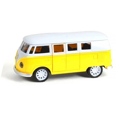 Kép 4/6 - Fém busz, VW, hátrahúzós, ajtónyitós, 3 szín, 13 cm, 16x7 cm dob.