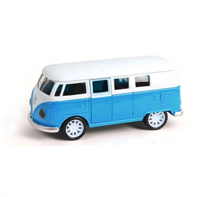 Kép 5/6 - Fém busz, VW, hátrahúzós, ajtónyitós, 3 szín, 13 cm, 16x7 cm dob.