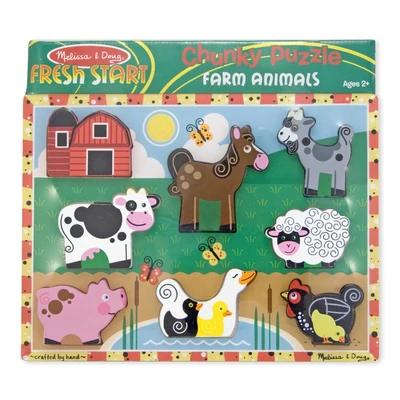Kép 2/3 - Melissa & Doug Készségfejlesztő játék, Könnyen megfogható puzzle, farm