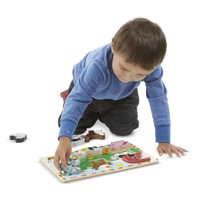 Kép 3/3 - Melissa & Doug Készségfejlesztő játék, Könnyen megfogható puzzle, farm