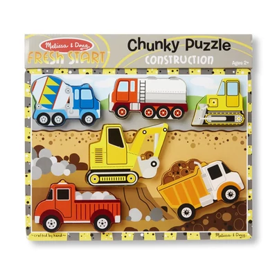 Kép 2/3 - Melissa & Doug Készségfejlesztő játék, Könnyen megfogható puzzle, munkagépek