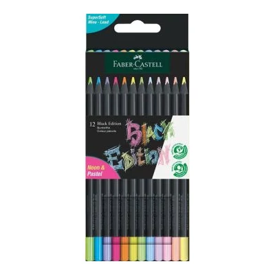 Faber-Castell: Black Edition színes ceruza szett, pasztell-neon - 12 db-os