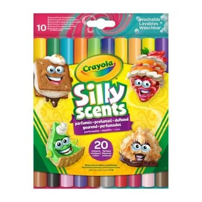 Crayola Silly Scents: Kétoldalú, tompahegyű filctoll készlet - 10 db-os