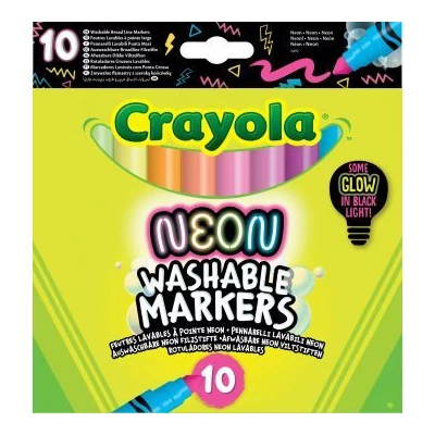 Crayola Washable Markers: Lemosható, neon színű filctollkészlet - 10 db-os
