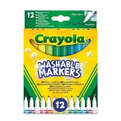 Crayola: Lemosható, vékonyhegyű filctoll készlet - 12 db-os