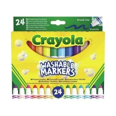 Crayola: Tompahegyű, lemosható filctoll - 24 db-os