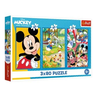 Trefl: Mickey egér és barátai - 3 x 80 darabos puzzle