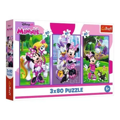 Trefl: Minnie egér és barátai - 3 x 80 darabos puzzle