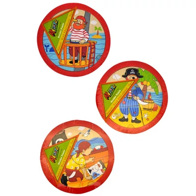 Kép 2/2 - Fa puzzle, kalózos, 3-féle, kerek, 15 cm