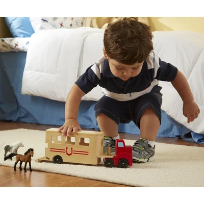 Kép 3/3 - Melissa & Doug Fa jármű, Lószállító