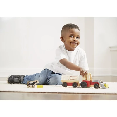 Kép 2/2 - Melissa & Doug Fa jármű, Traktor kiegésztőkkel