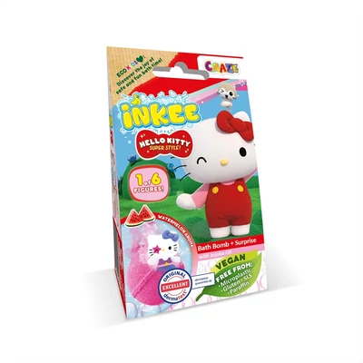 Kép 2/2 - Craze Inkee vegán fürdőgolyó csomag Hello Kitty figurával, dinnye aromával