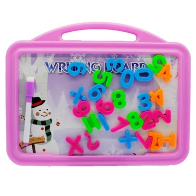 Kép 2/3 - Mágneses tábla klt.,  ABC betûk/számok, filc toll, 2 szín, 34x30 cm zacsk.