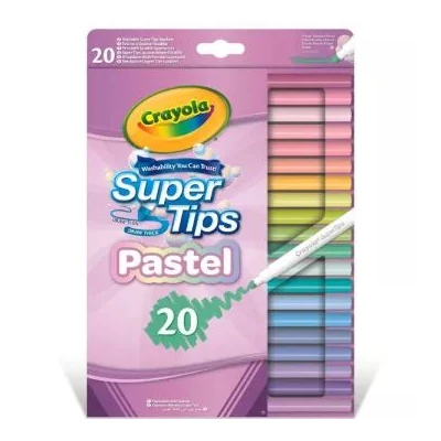 Crayola: SuperTips kimosható filctoll készlet, pasztell - 20 db-os