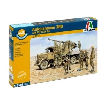 Italeri: Autocannon 3RO with 90/53 AA katonai jármű és löveg makett, 1:72