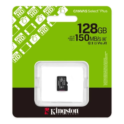 Kép 3/3 - Kingston 128GB microSDXC Canvas Select Plus Gen3 Class 10 UHS-1 A1 V10 adapter nélkül