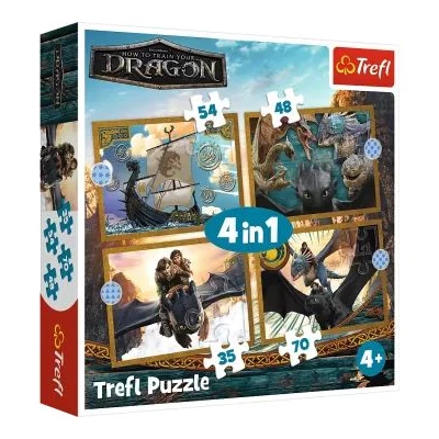 Trefl: Így neveld a sárkányodat 4 az 1-ben puzzle - 35, 48, 54, 70 darabos