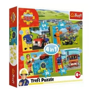 Trefl: Sam, a bátor tűzoltó 4 az 1-ben puzzle - 35, 48, 54, 70 darabos
