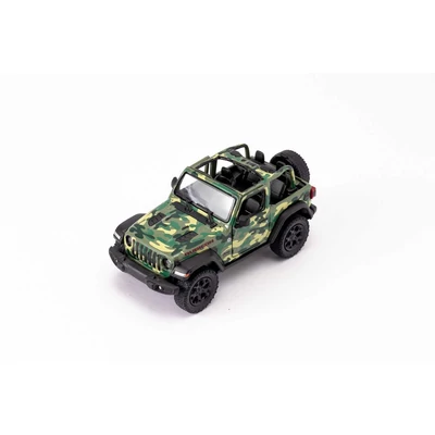 Diecast Jeep Wrangler Camo Edition 2018 (nyitott tetős) fém autó nyitható ajtókkal 1:34 (többféle)