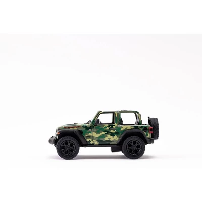 Kép 3/5 - Diecast Jeep Wrangler Camo Edition 2018 (nyitott tetős) fém autó nyitható ajtókkal 1:34 (többféle)